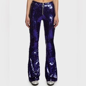 NEW Purple Zipper Close Front Sequin Pants (Dolls Kill)